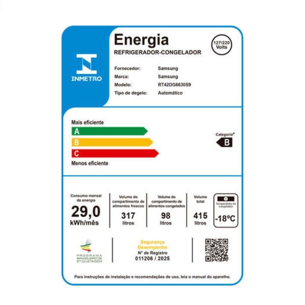 Refrigerador Geladeira Samsung 415 Litros Rt42 Evolution com Smartthings Ai - Bivolt