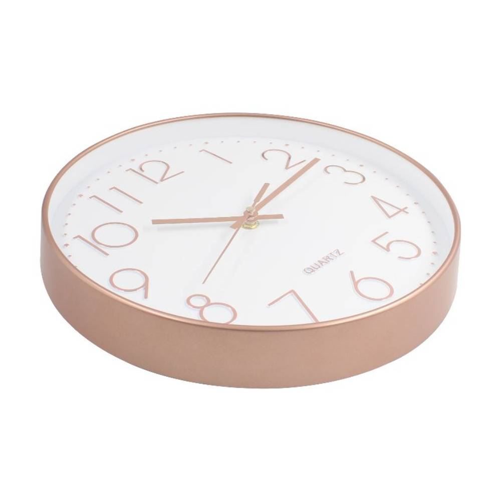 Relógio De Parede Branco E Rose Metalizado Havan Casa - 30cm