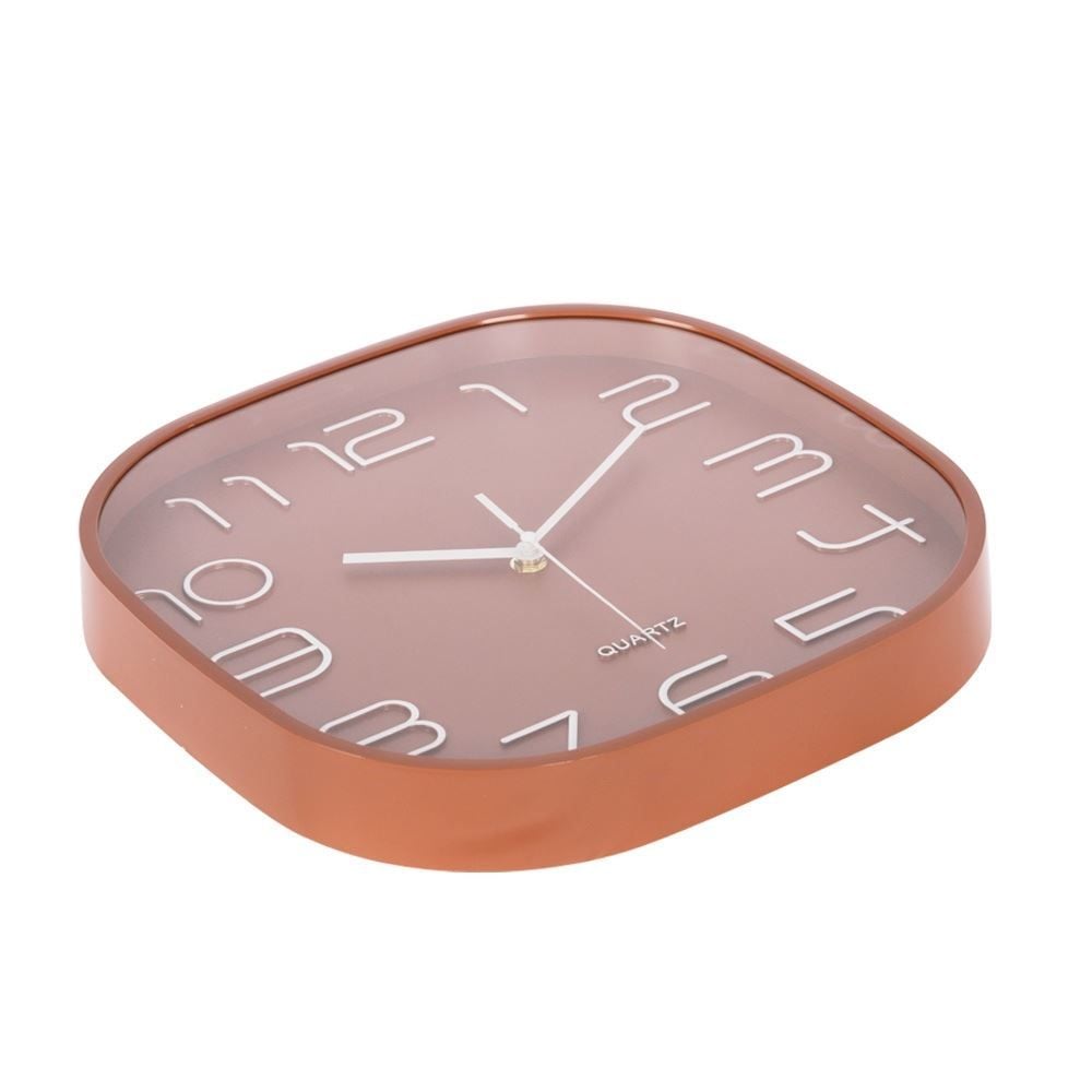 Relógio De Parede Quadrado Marrom Havan Casa 30Cm - Branco