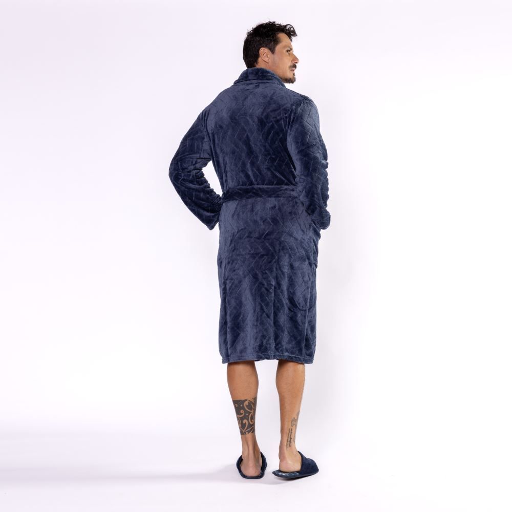 Roupão m Microfibra Masculino Marc Alain - Azul Profundo