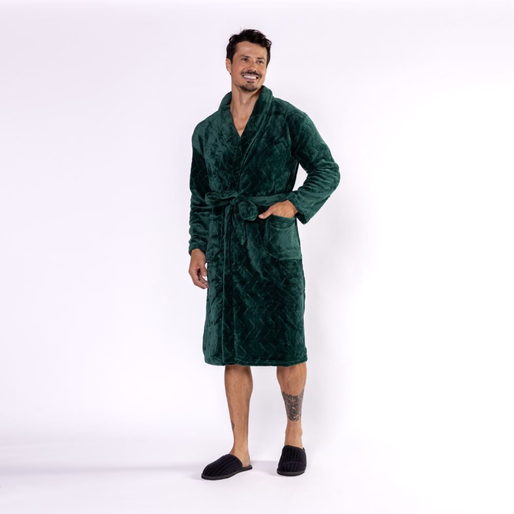 Roupão Masculino G Microfibra Marc Alain - Verde Botânico