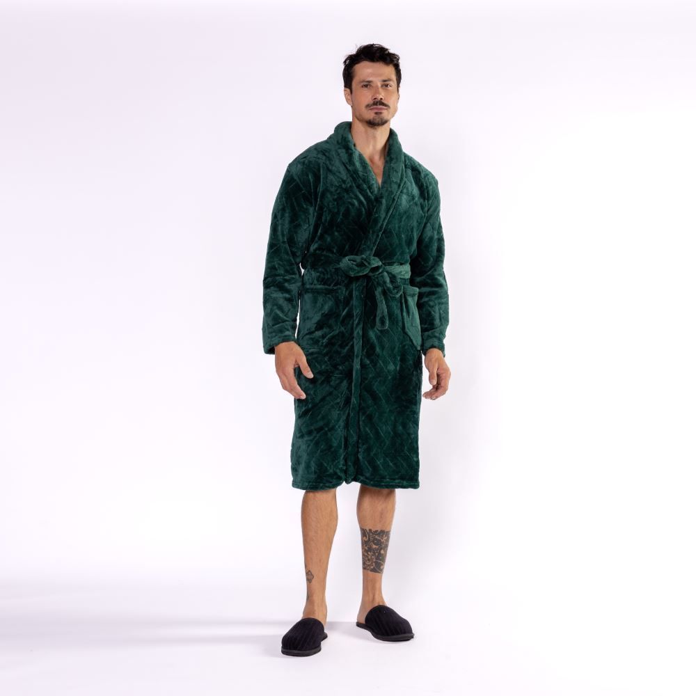 Roupão Masculino G Microfibra Marc Alain - Verde Botânico