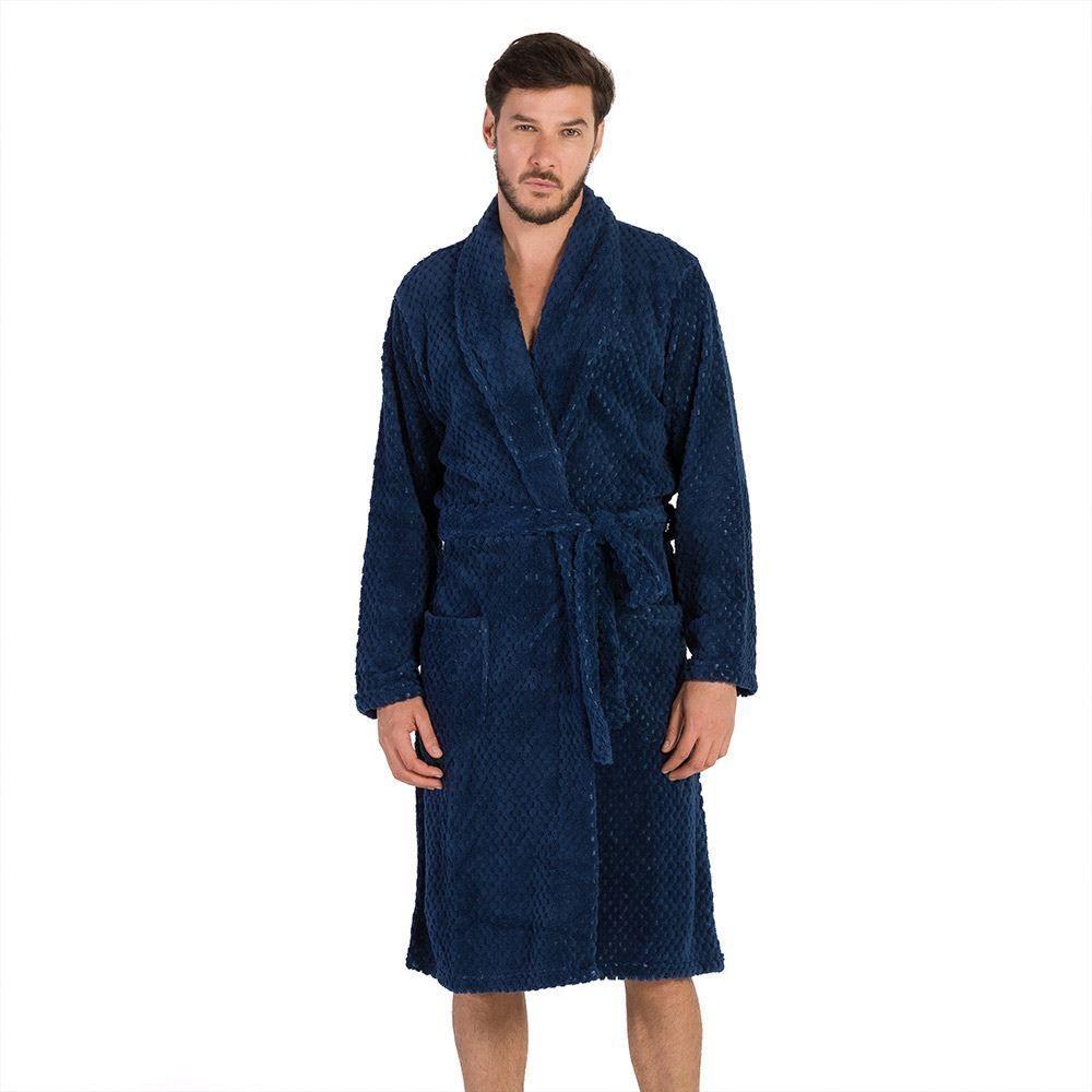 Roupão P Microfibra Masculino Marc Alain - Azul Profundo