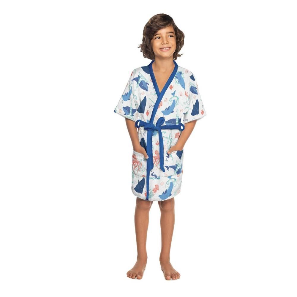 Roupão Infantil Felpudo Pp Estampado Lepper 1 Pç - Feras do Mar