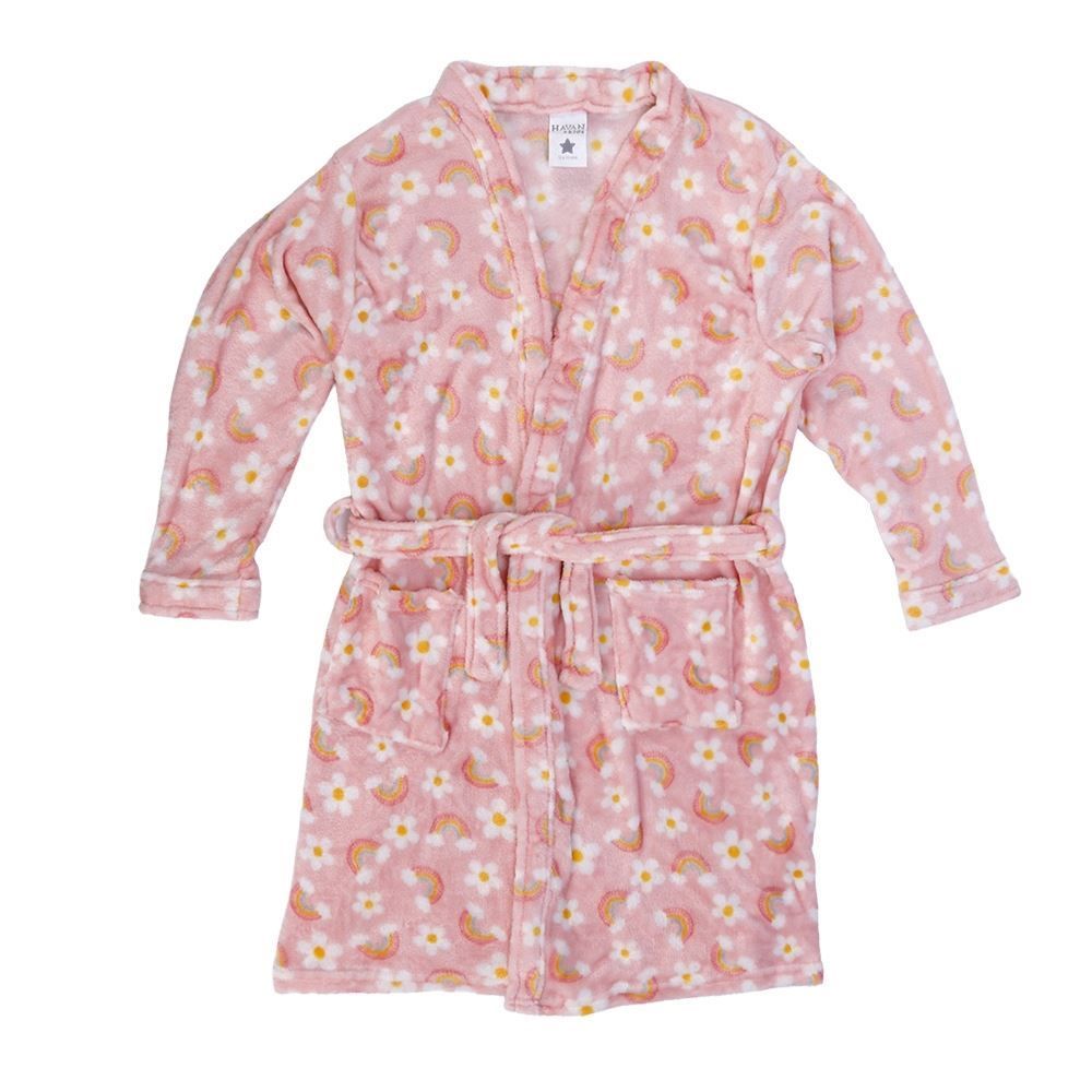 Roupão Infantil m Microfibra Lumini Havan Kids - Arco Íris Rosa