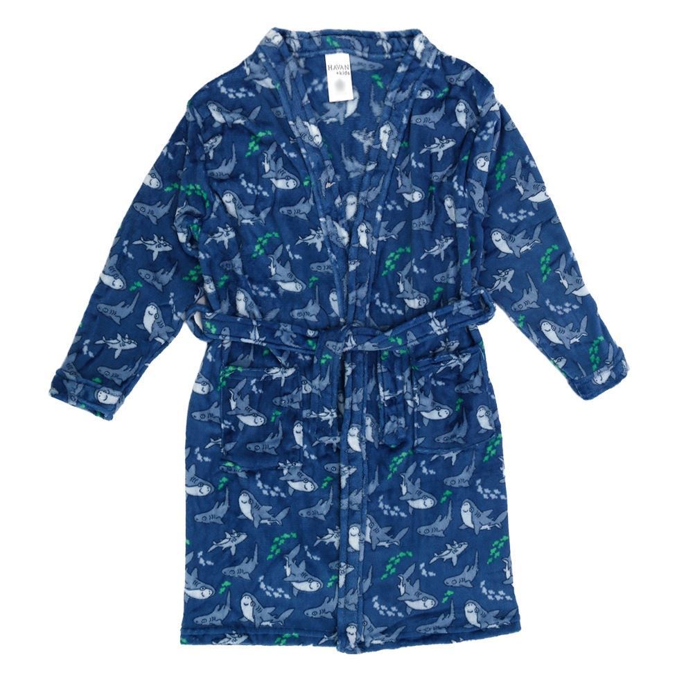 Roupão Infantil P Microfibra Lumini Havan Kids - Tubarão Azul