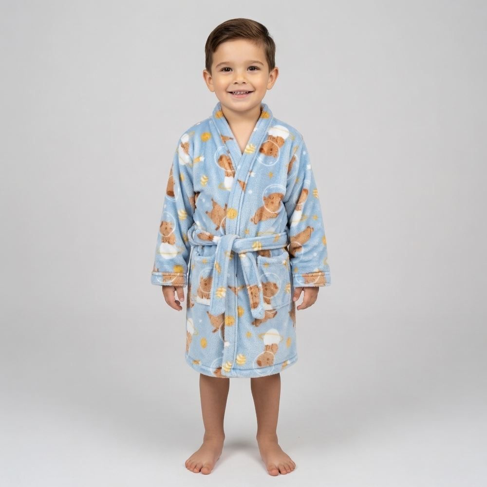 Roupão Infantil P Microfibra Lumini Havan Kids - Capivara Astronauta