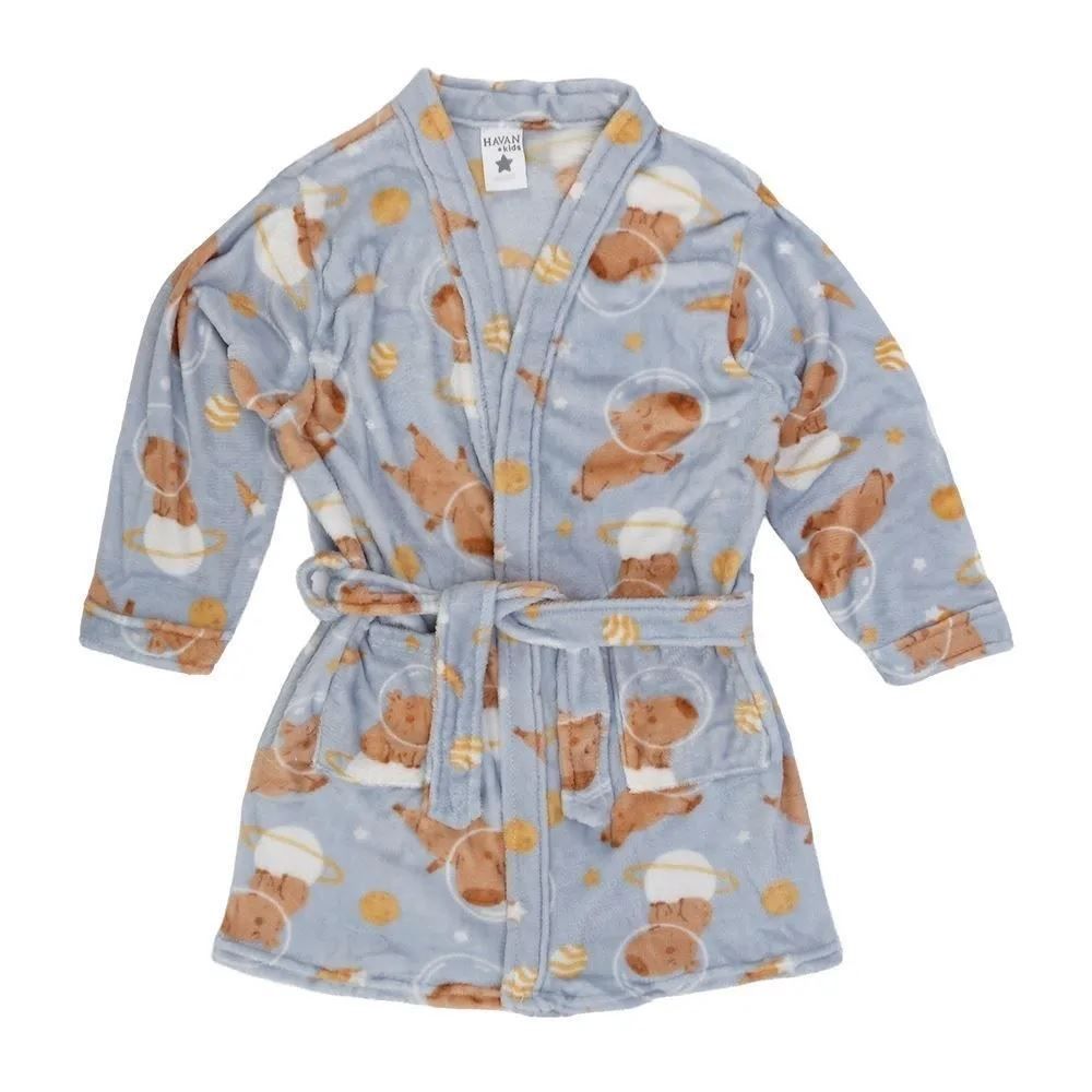 Roupão Infantil P Microfibra Lumini Havan Kids - Capivara Astronauta