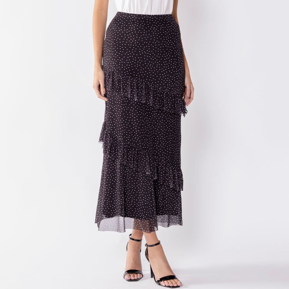 Saia Longa Feminina Em Tule Com Babados Boby Blues