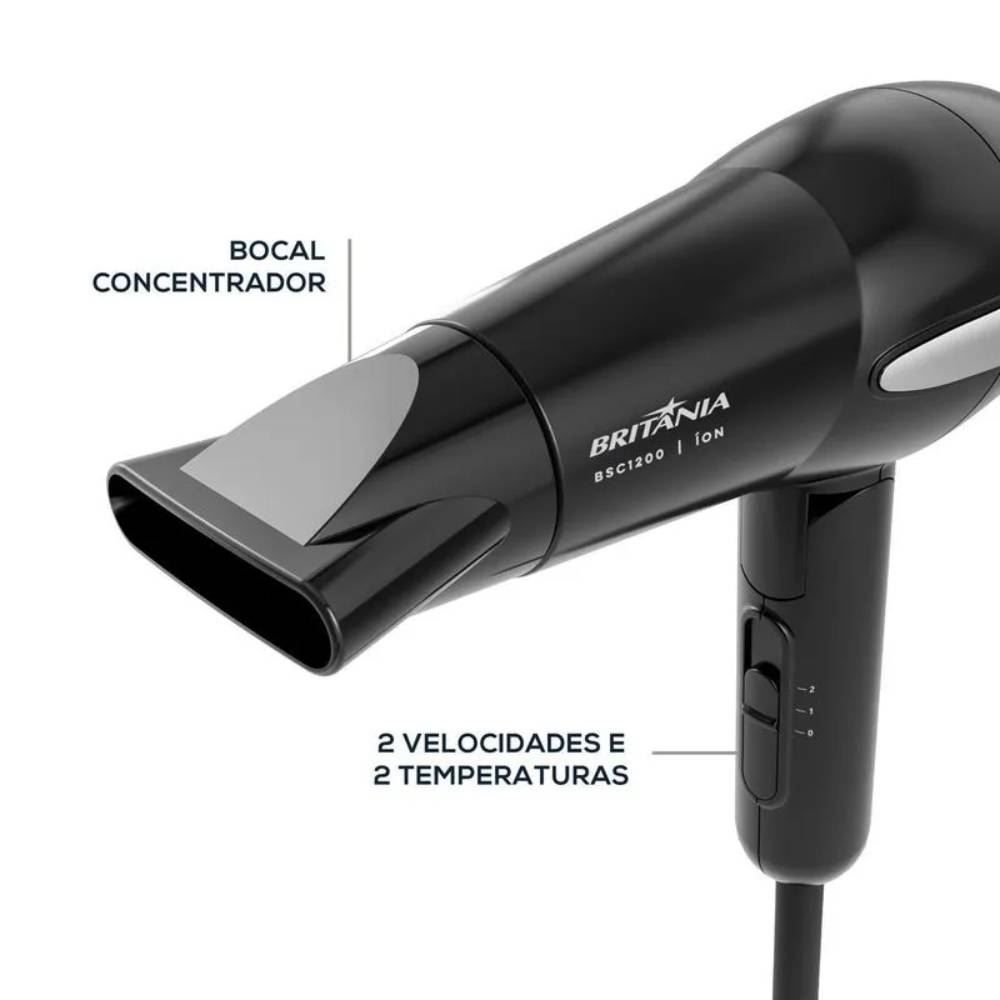 Secador De Cabelos Britânia Travel 1200W Bsc1200 - Bivolt