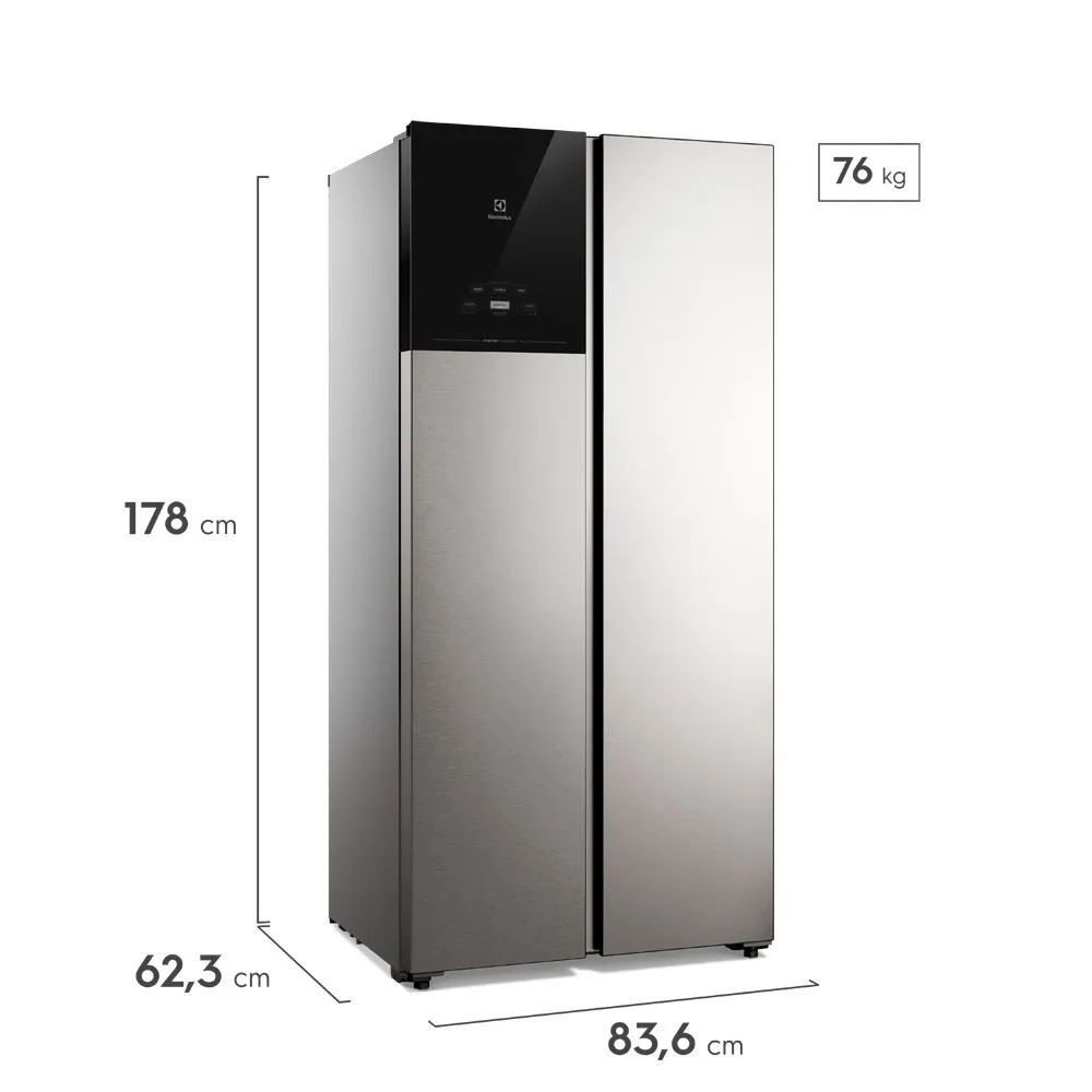 Refrigerador Geladeira Electrolux Side by Side Es40s Inverter 431 Litros