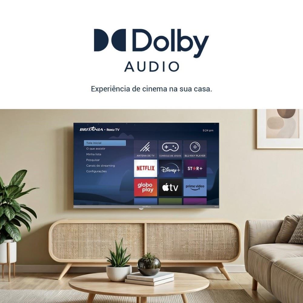Smart Tv 32" Britânia Led Roku Tv Dolby Áudio Hd B32cra