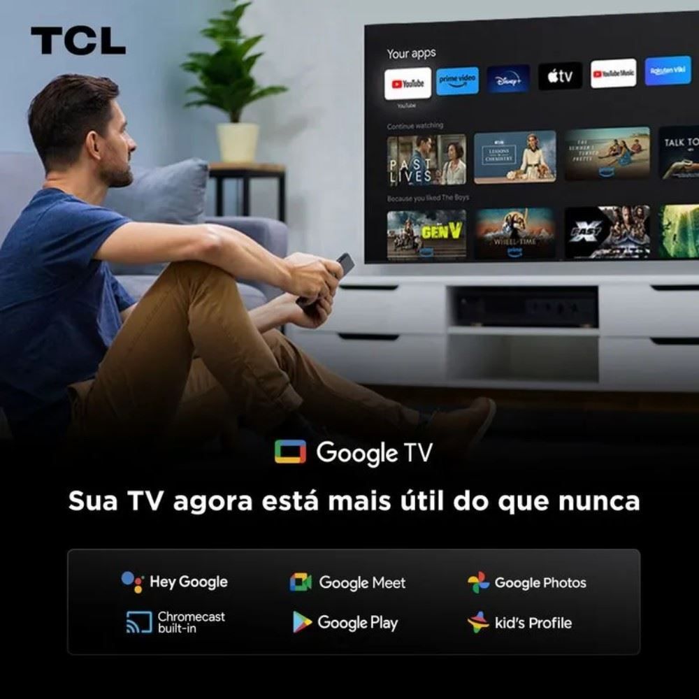 Smart Tv 55'' Tcl Qled 4K 55P7k Google Tv Wi-Fi Dual Band