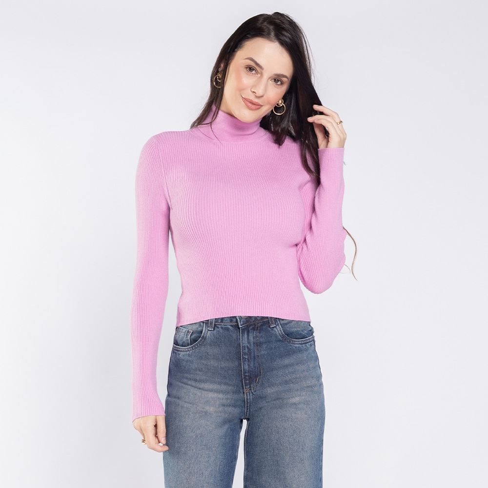 Suéter Feminino De Tricot Gola Alta Boby Blues