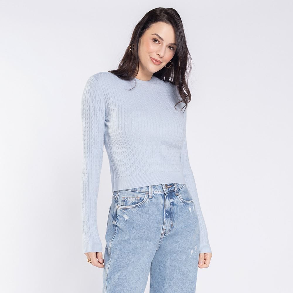 Suéter Feminino De Tricot Trançado Boby Blues