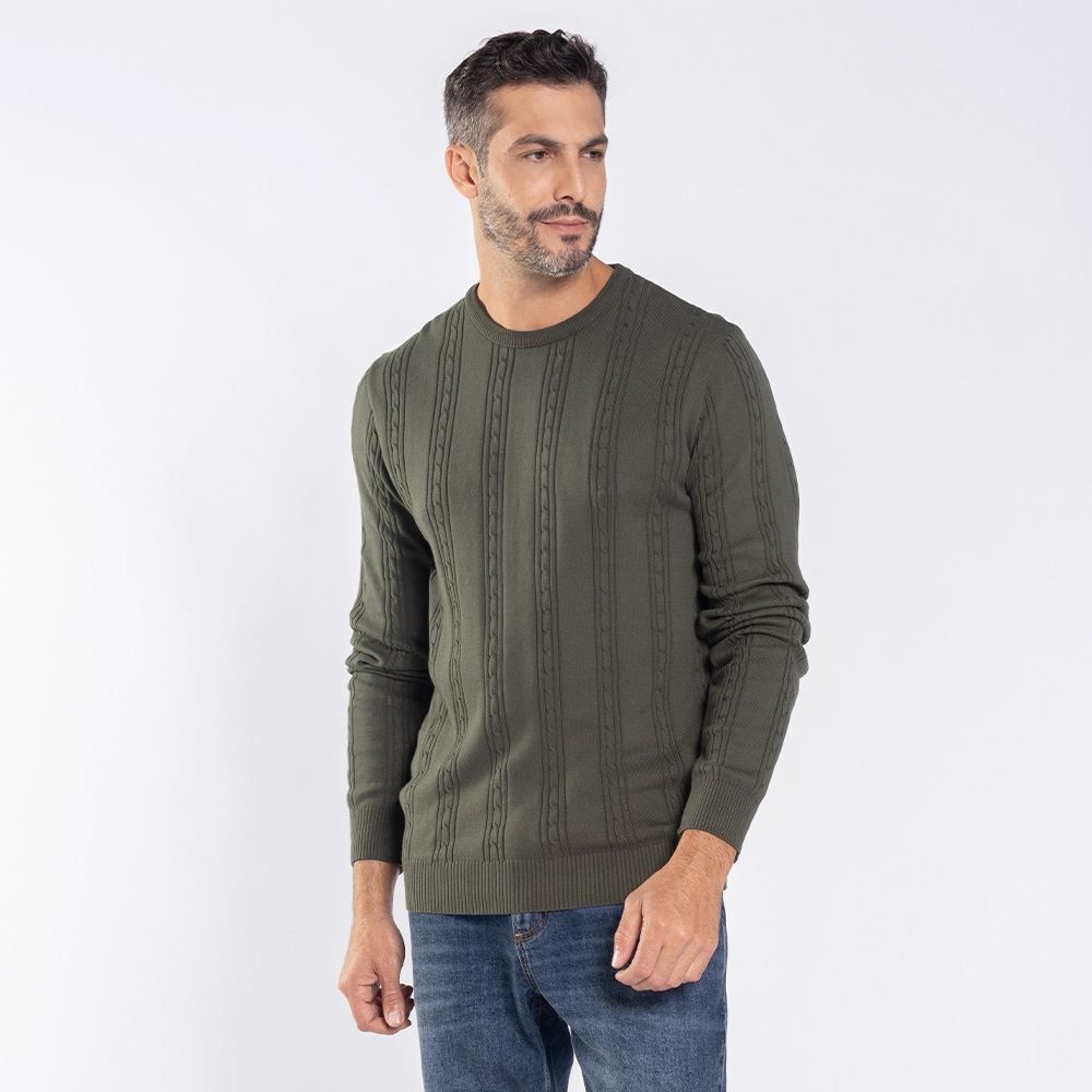 Suéter Masculino Em Tricot Trançado Marc Alain