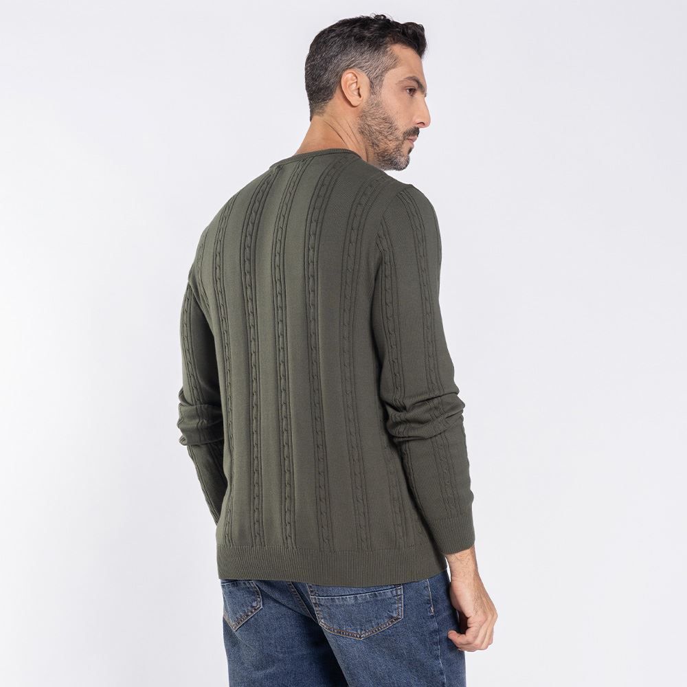 Suéter Masculino Em Tricot Trançado Marc Alain