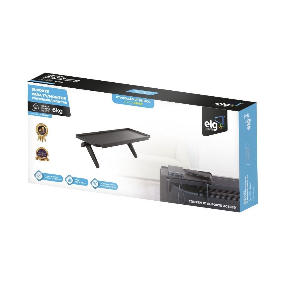 Suporte Organizador Tipo Prateleira Elg Ace08d - Preto