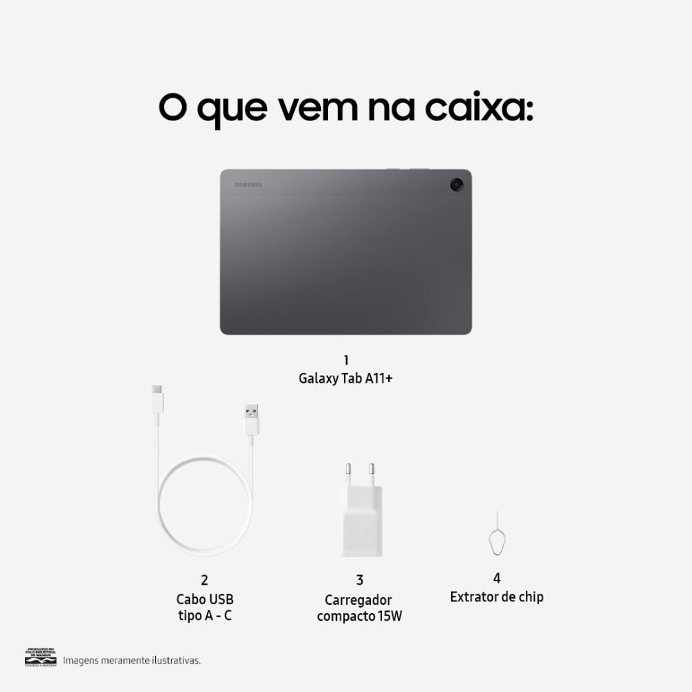 Tablet Samsung Galaxy Tab A11+ 128Gb 6Gb Ram 5G Tela de 11"  - Cinza