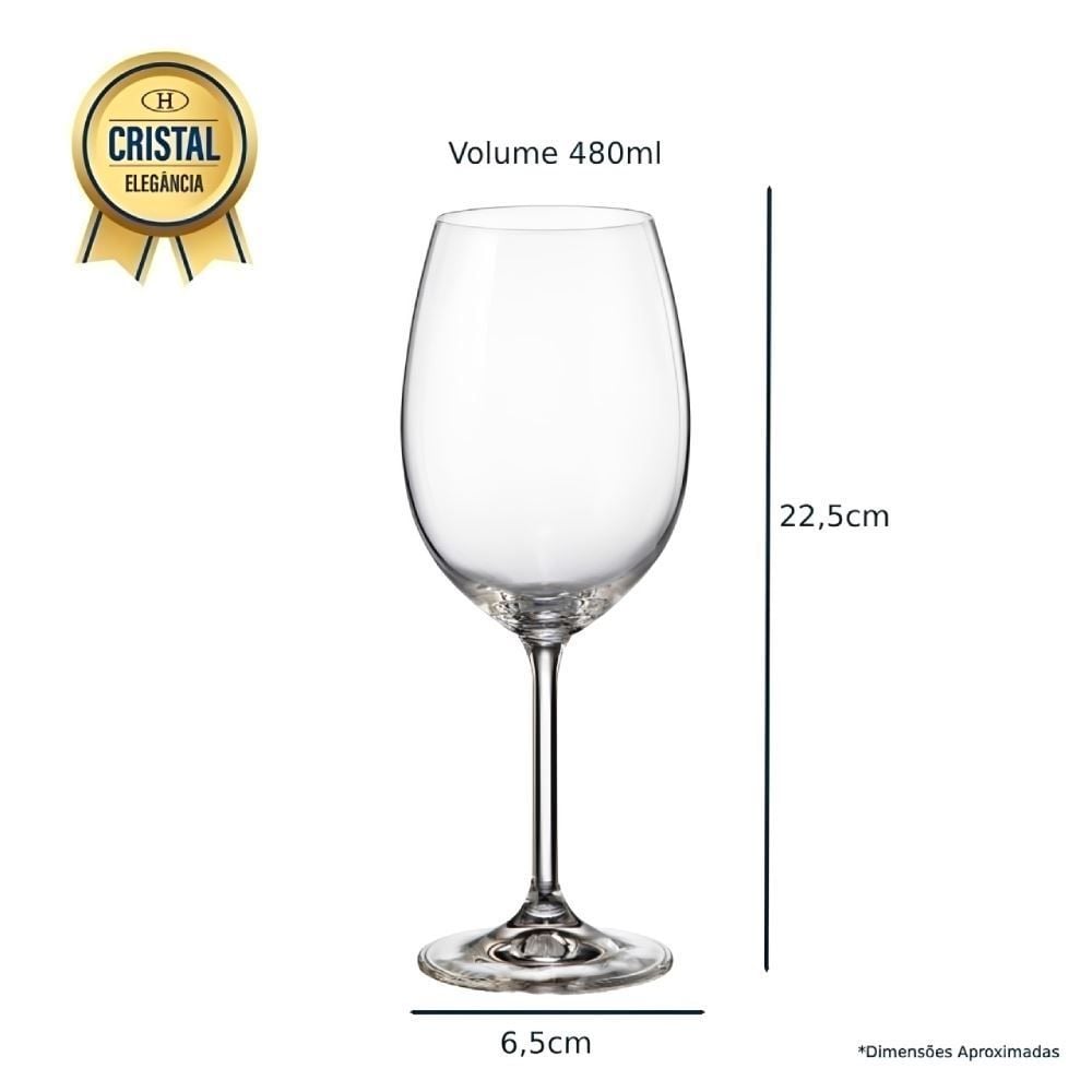 Taça de Vinho Cristal Bohemia Requinte 480Ml - Transparente