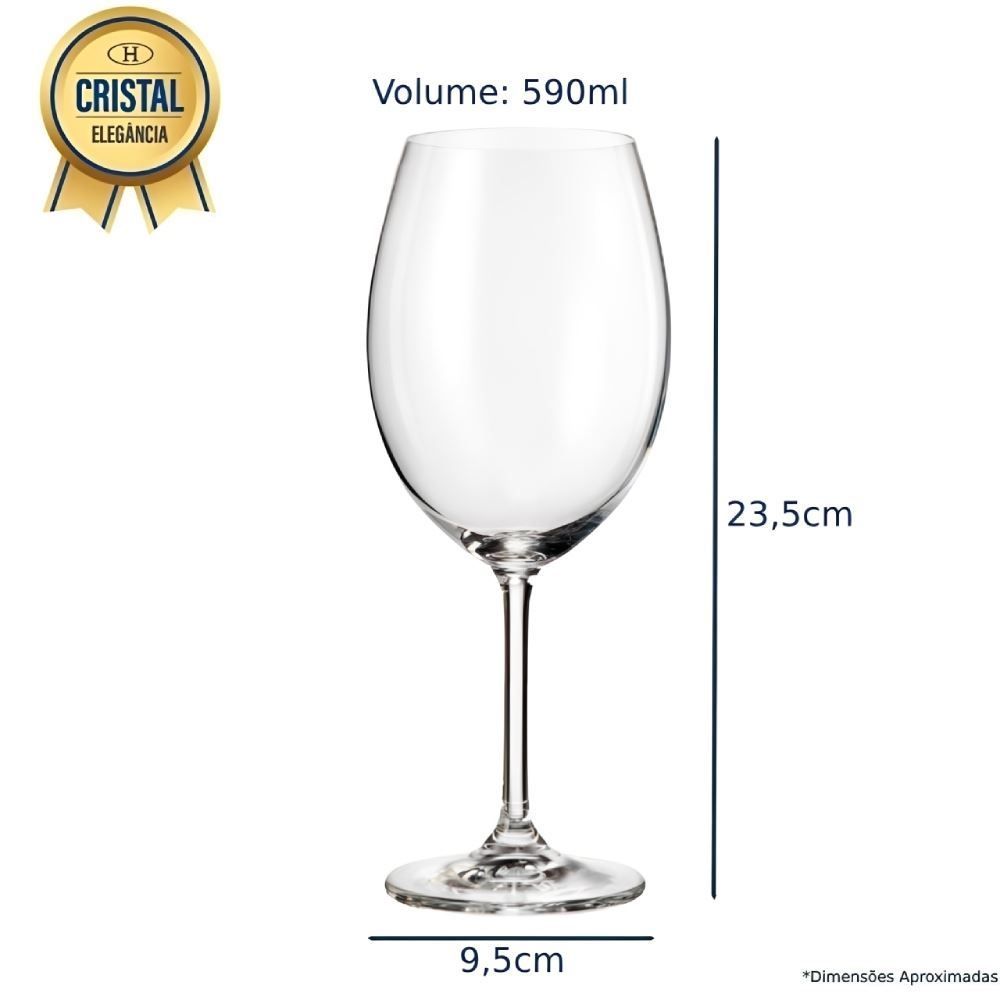 Taça de Vinho Cristal Bohemia Requinte 590Ml - Transparente