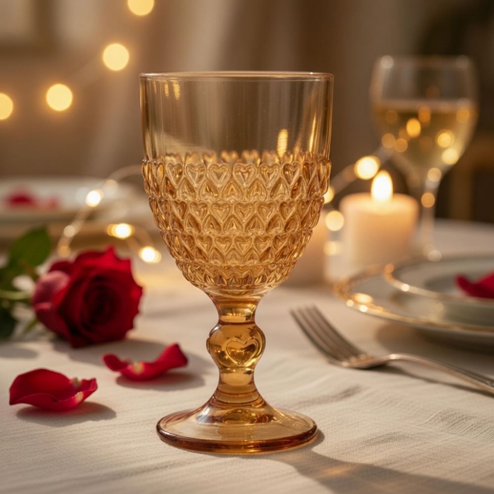 Taça de Água Coração Metalizado Lyor 330Ml - Âmbar