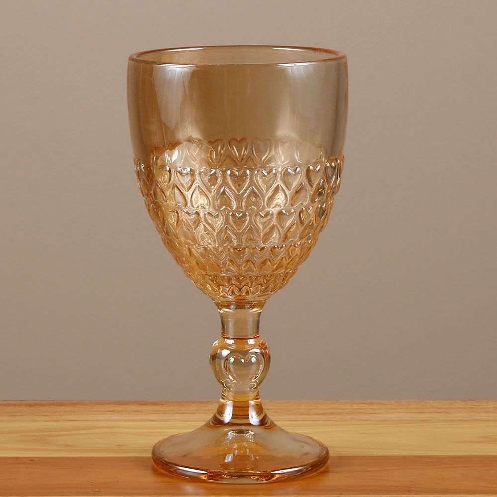 Taça de Água Coração Metalizado Lyor 330Ml - Âmbar