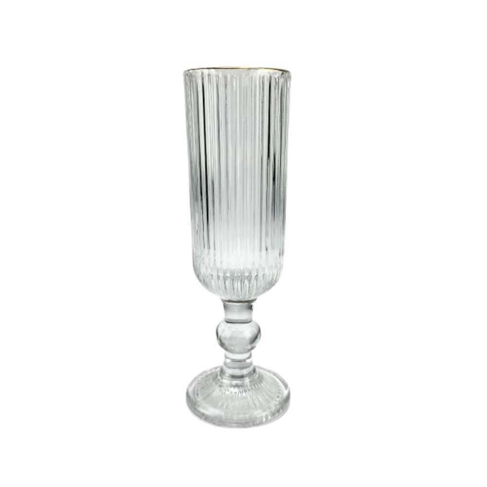 Taça De Champanhe Cameratta Com Filete Dourado L'hermitage 160Ml - Vidro