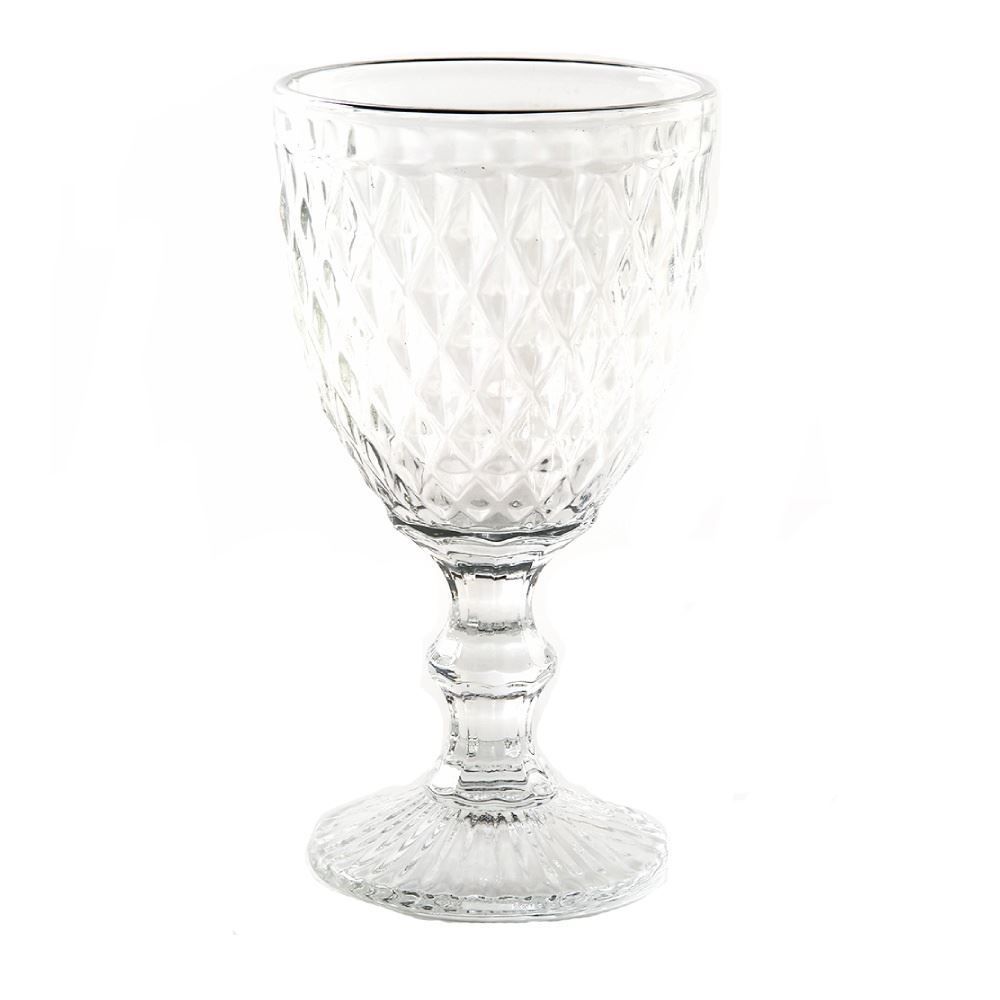 Taça De Vidro Filete Prata Havan Casa 324Ml - Transparente