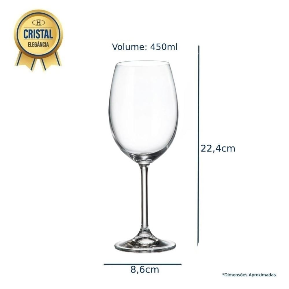 Taça de Vinho Cristal Bohemia Requinte 450Ml - Transparente