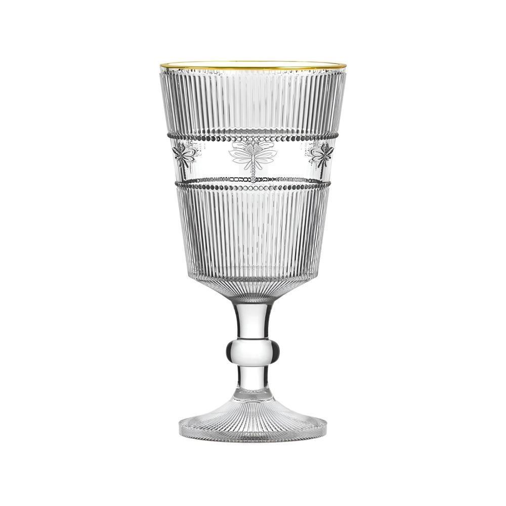 Taça de Água Libélula Filete Dourado L'hermitage 325Ml - Vidro