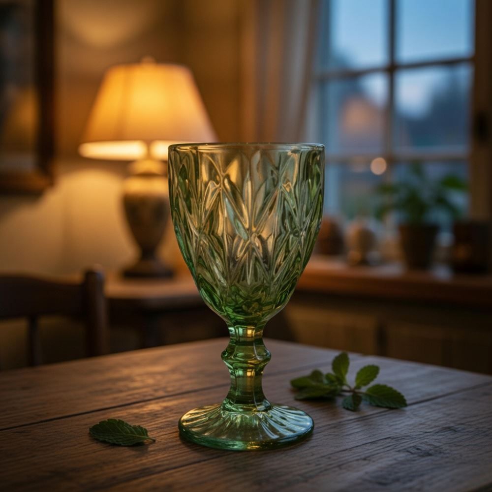 Taça de Água de Vidro Diamond Lyor 325Ml - Verde