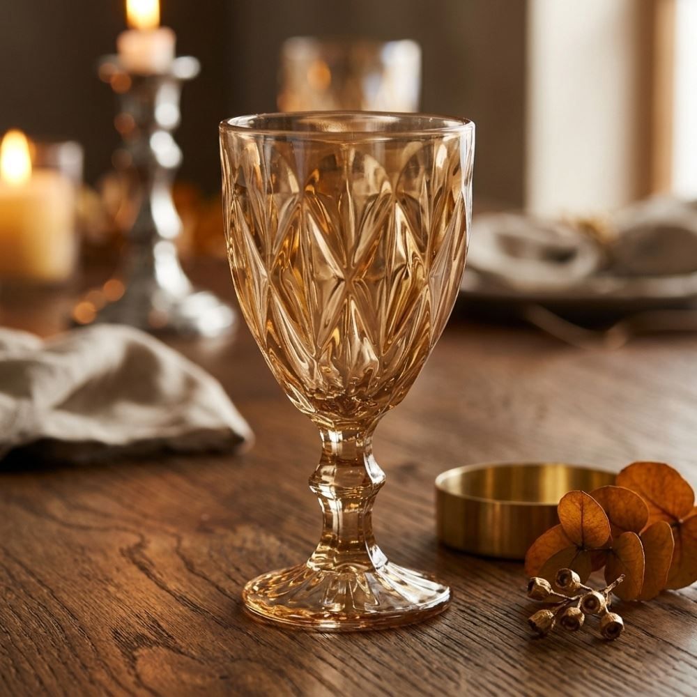 Taça de Água Diamond Metalizada 325Ml Lyor - Âmbar