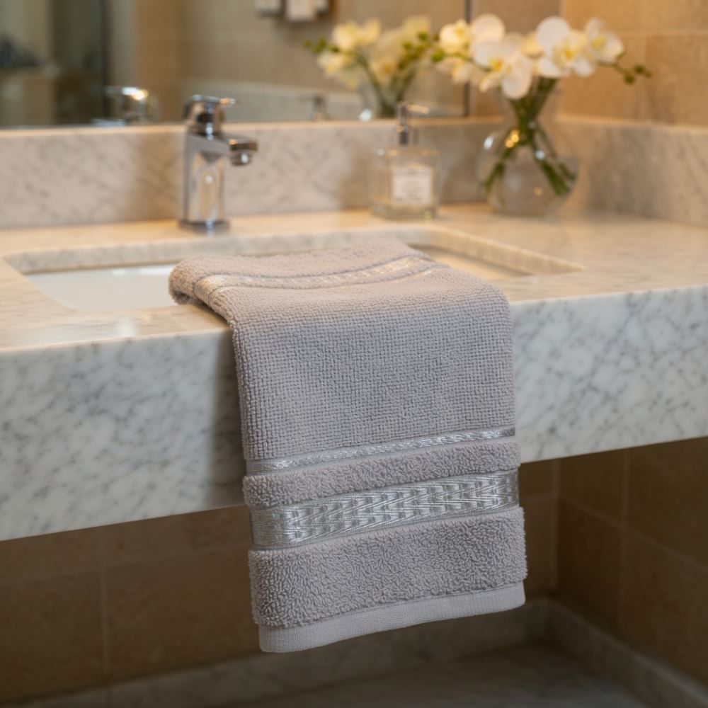 Toalha de Lavabo para Bordar Havan Casa - Cinza Luar