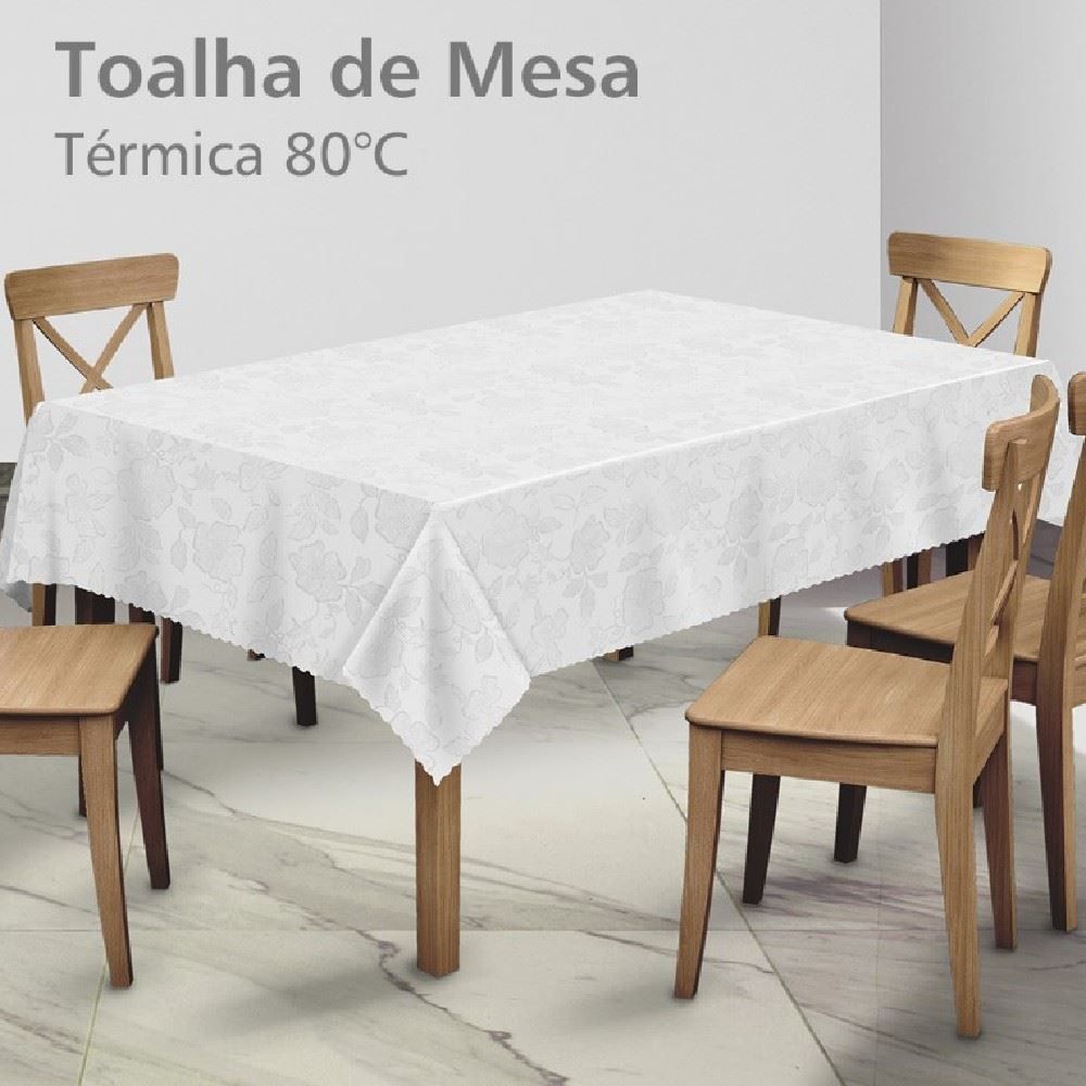 Toalha De Mesa 1,38X3,00 M Térmica Até 80° Salehtex - Branco Jacquard