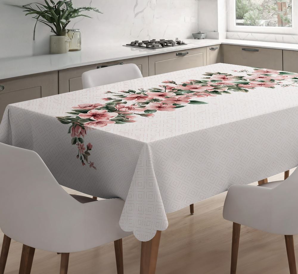 Toalha de Mesa 1,40 X 2,10 m Estampada Havan Casa - FLORAL ROSA CENTRO
