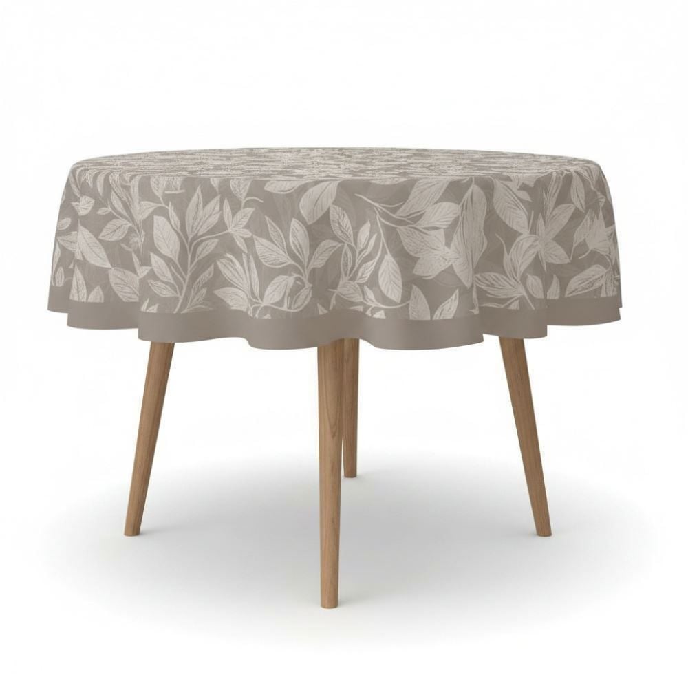 Toalha de Mesa 1,50M Redonda Estampada Havan Casa - Folhas Cinza