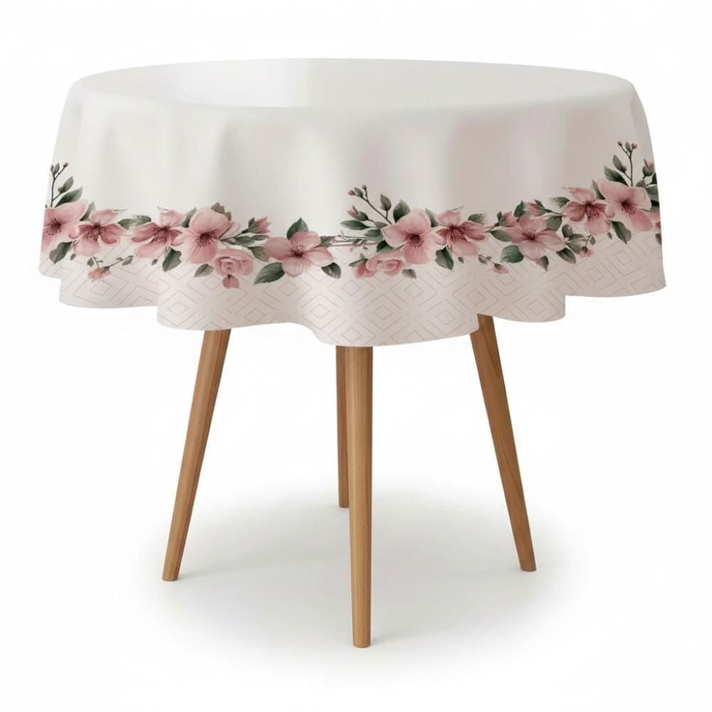 Toalha de Mesa 1,50M Redonda Estampada Havan Casa - Floral Rosa