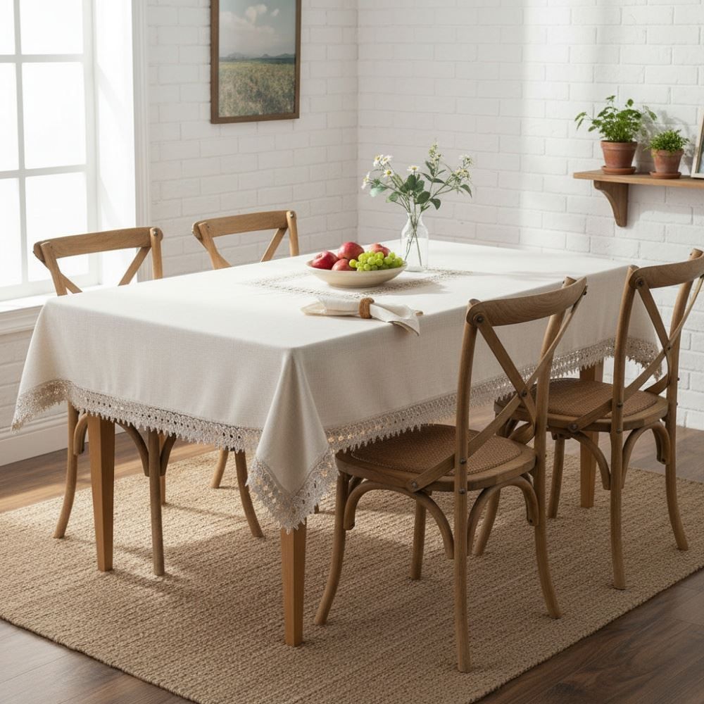 Toalha de Mesa 1,60M  X 2,50M Renda Guipir Havan Casa - Veneza Naturale