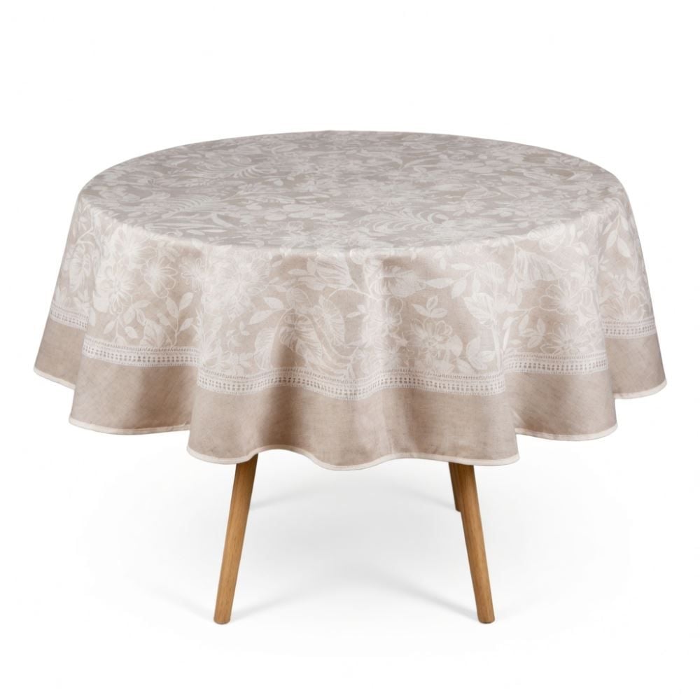 Toalha de Mesa Redonda Clean Renova Dohler - Alana Bege