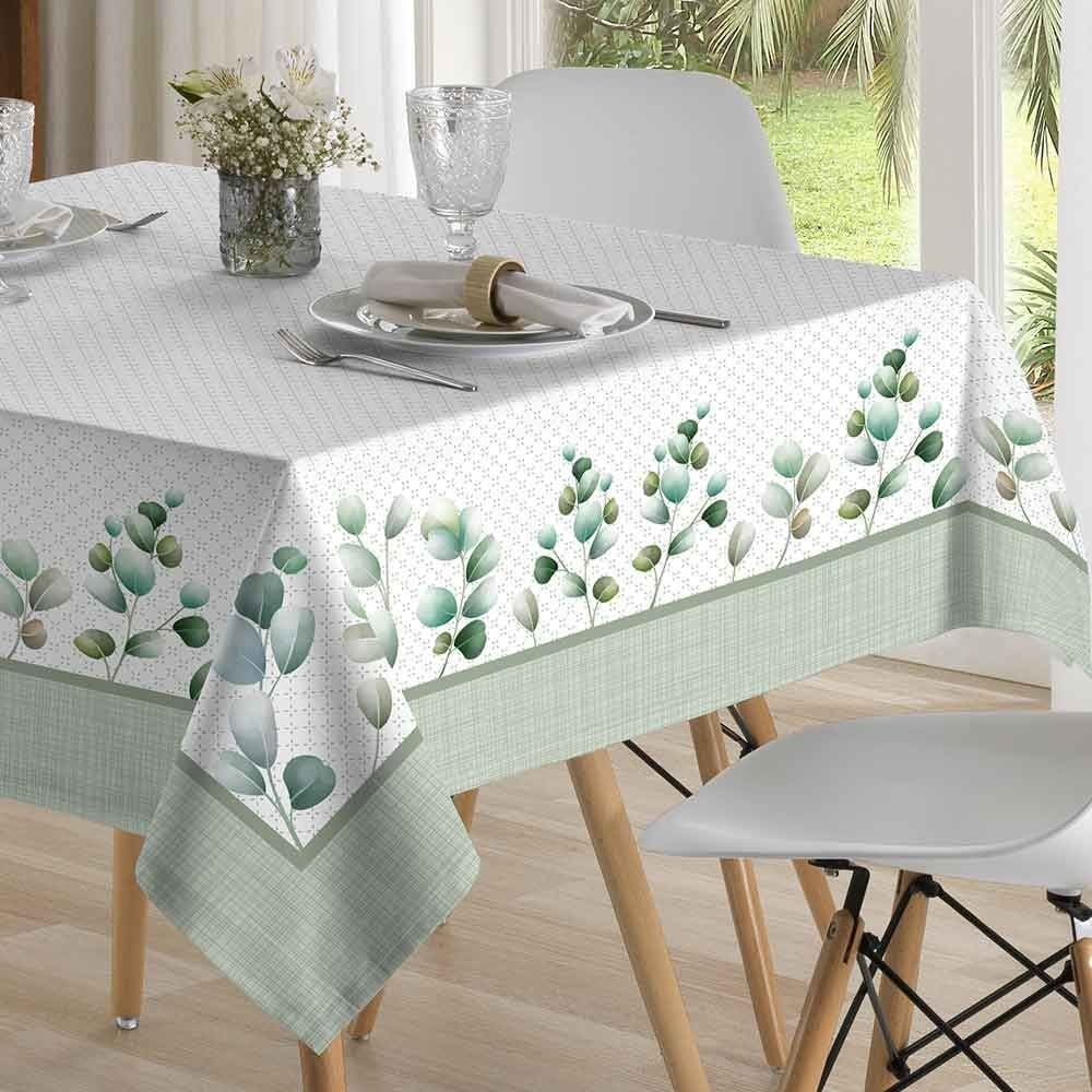 Toalha de Mesa Quadrada 1,80X1,80 m Clean Renova Döhler - Folhas Verdes