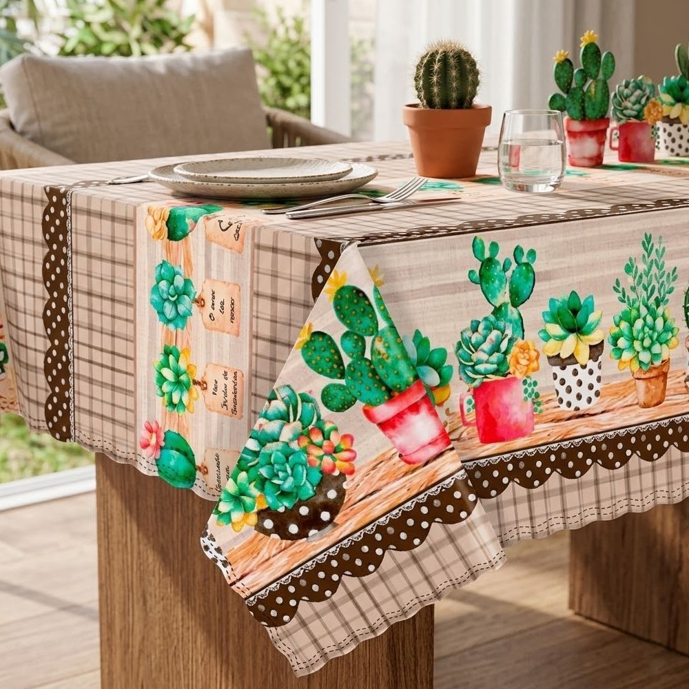 Toalha de Mesa Térmica 1,38X2,10 m Salehtex - Cactus