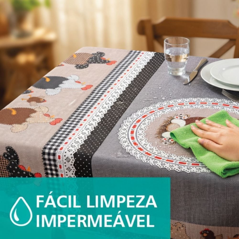 Toalha de Mesa Térmica 1,38X2,10 m Salehtex - Happy Chicken