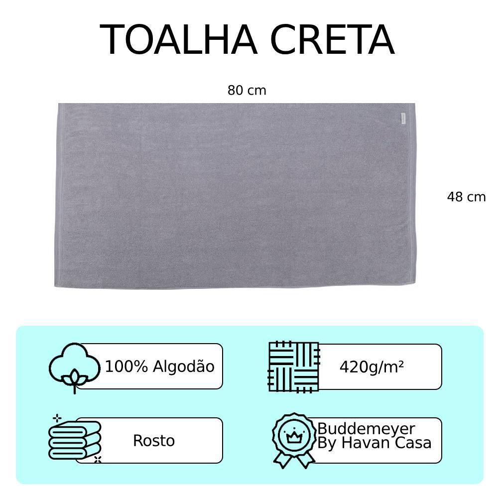 Toalha De Rosto 100% Algodão Creta Buddemeyer By Havan Casa  - Cinza