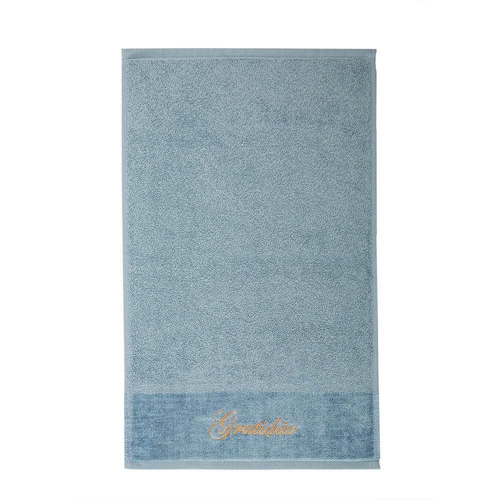 Toalha De Rosto Bordada Desejos - Inverno Azul Gratidão