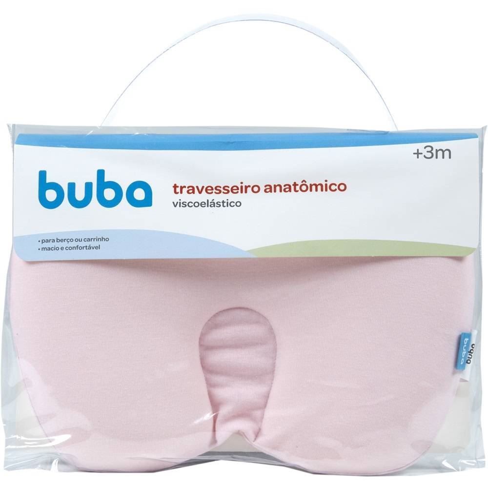 Travesseiro Anatômico Viscoelástico Hipoalérgico Buba 28Cm - Rosa Claro