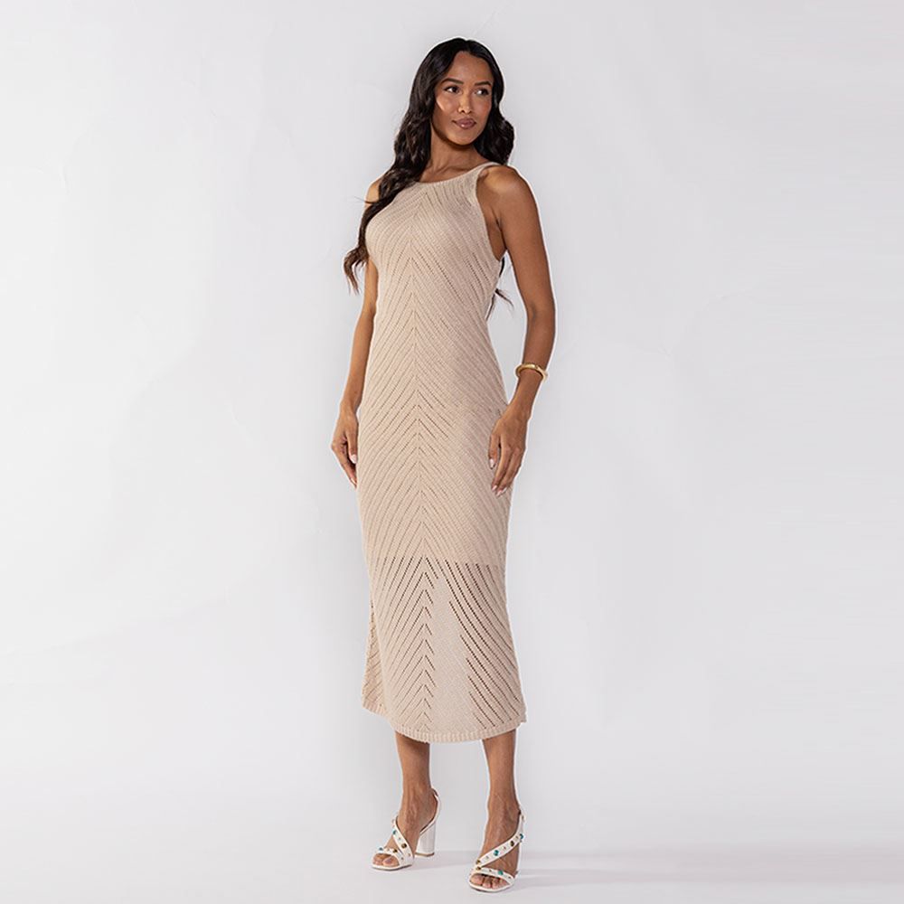 Vestido Feminino Midi Com Cava Americana Boby Blues