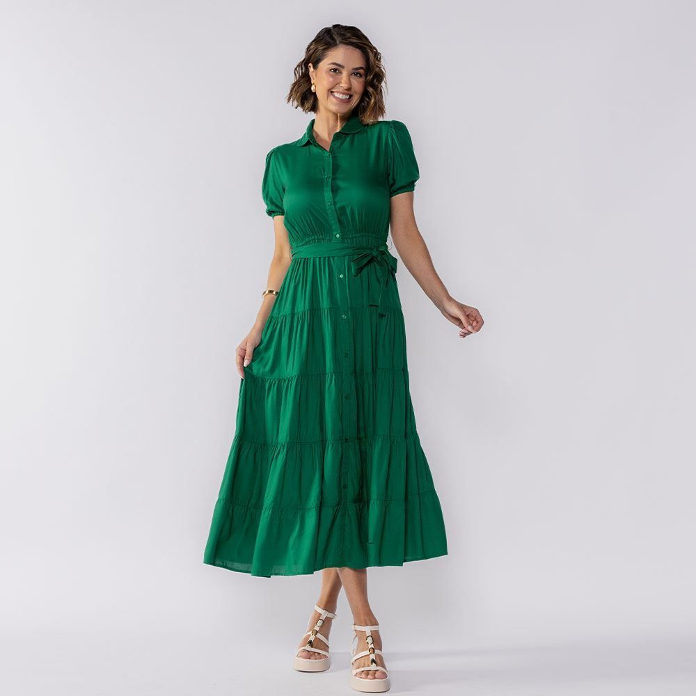 Vestido Feminino Midi De Botões Patricia Foster