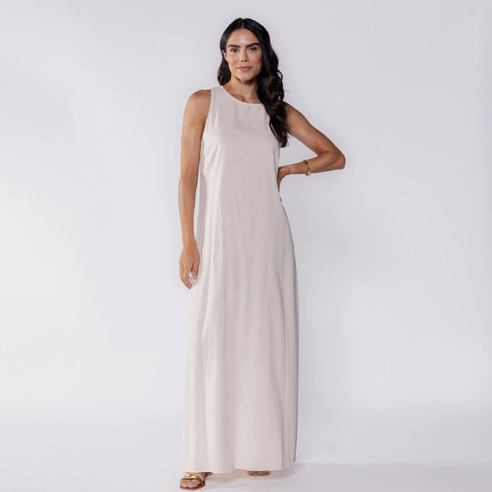 Vestido Longo Regata De Linho Patricia Foster