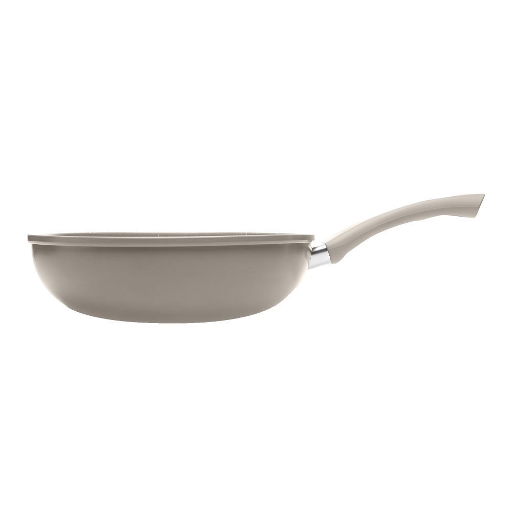 Wok De Indução Alumínio Revestida Cerâmica Granilite Lyor 3,9Litros - Taupe